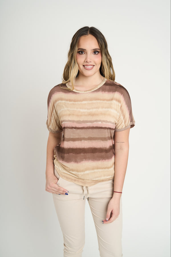 Polera Mujer Adriana Manga corta Fango Lineatre