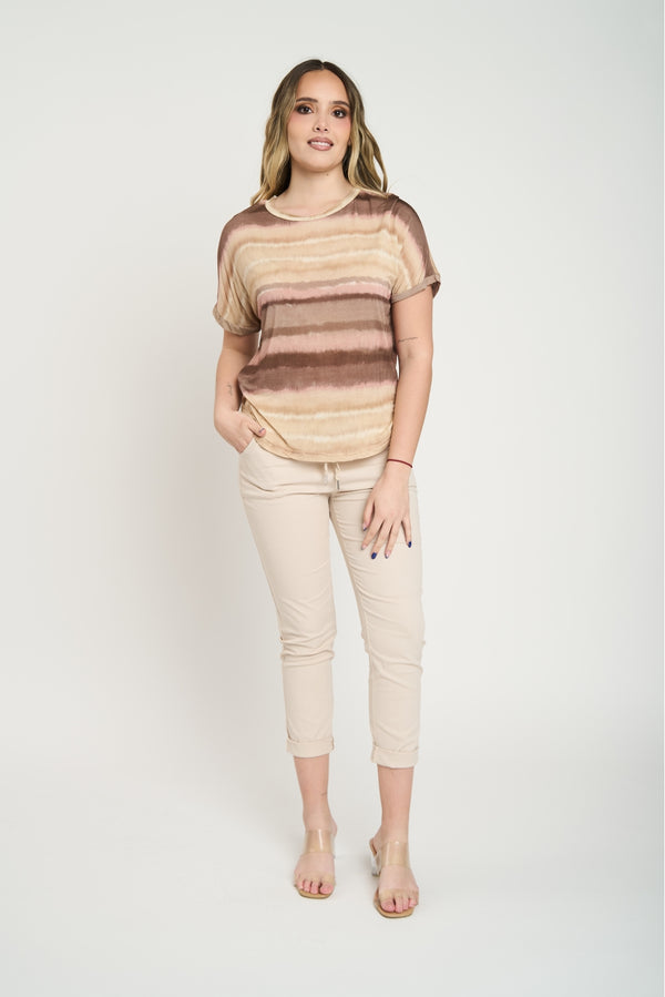 Polera Mujer Adriana Manga corta Fango Lineatre