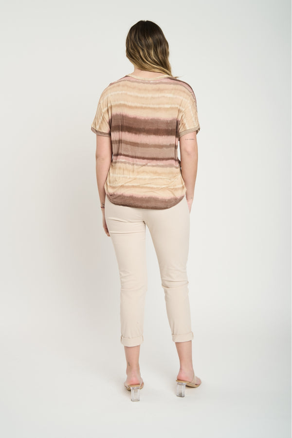 Polera Mujer Adriana Manga corta Fango Lineatre
