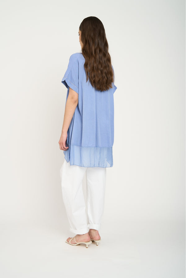 Polera Mujer Eugenia Manga corta Jeans Lineatre