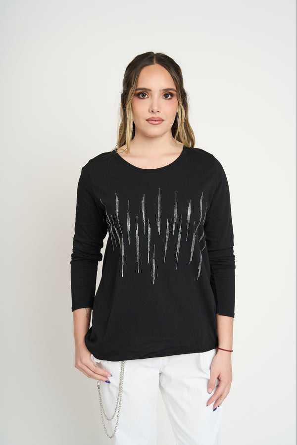 Polera Mujer Elena Negro Lineatre