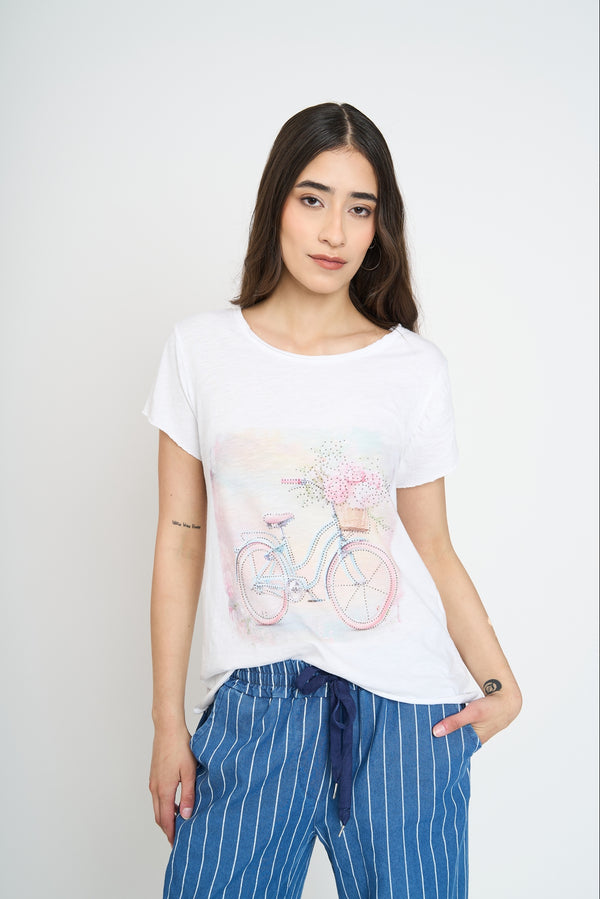 Polera Mujer Javiera Manga corta Bicicleta Lineatre