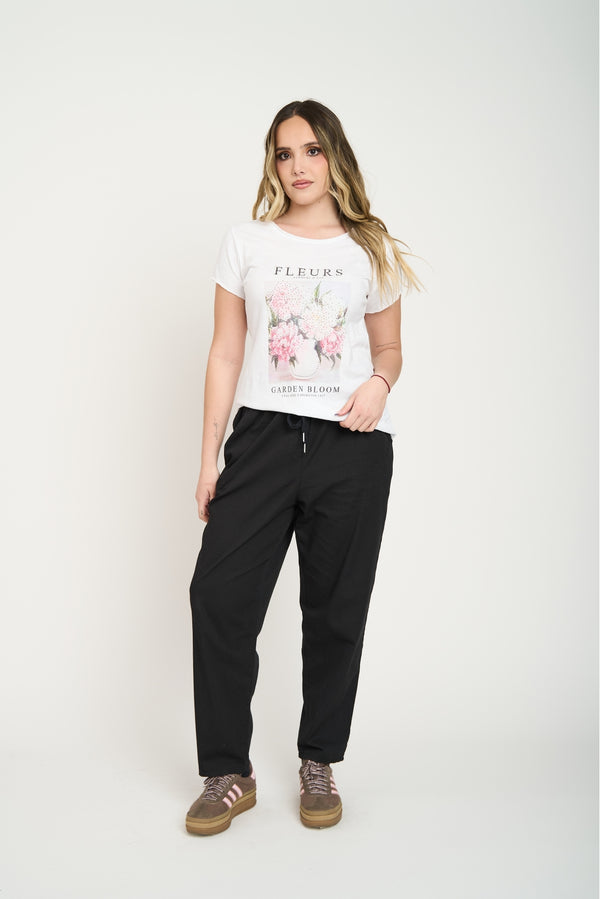 Polera Mujer Javiera Manga corta Flores Lineatre