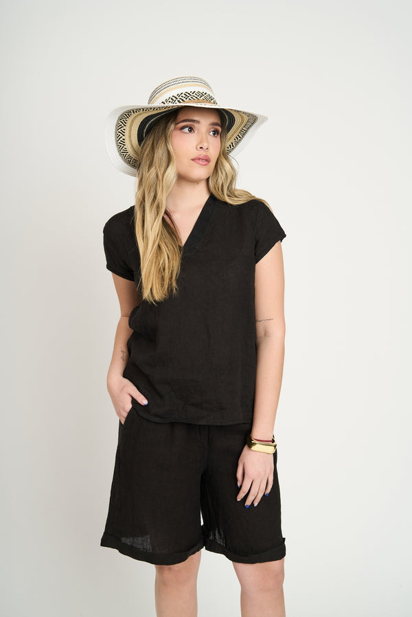 Polera Mujer Stella Negro Lineatre