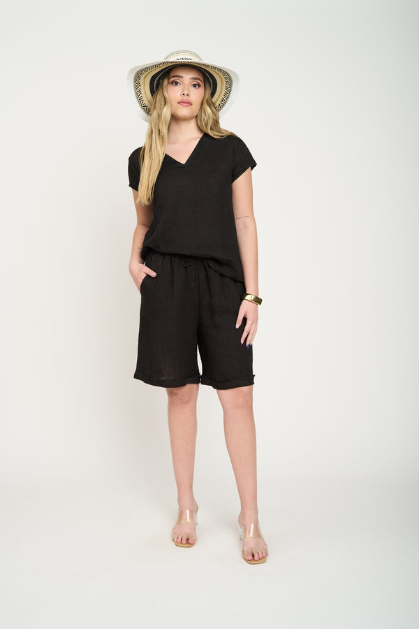 Pantalón Mujer Soledad Lino Negro Lineatre