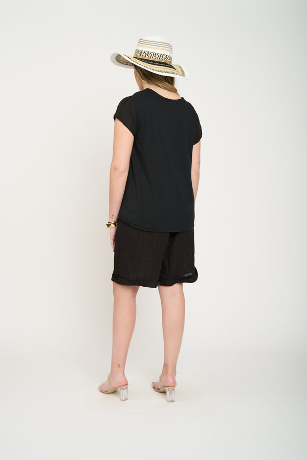 Pantalón Mujer Soledad Lino Negro Lineatre