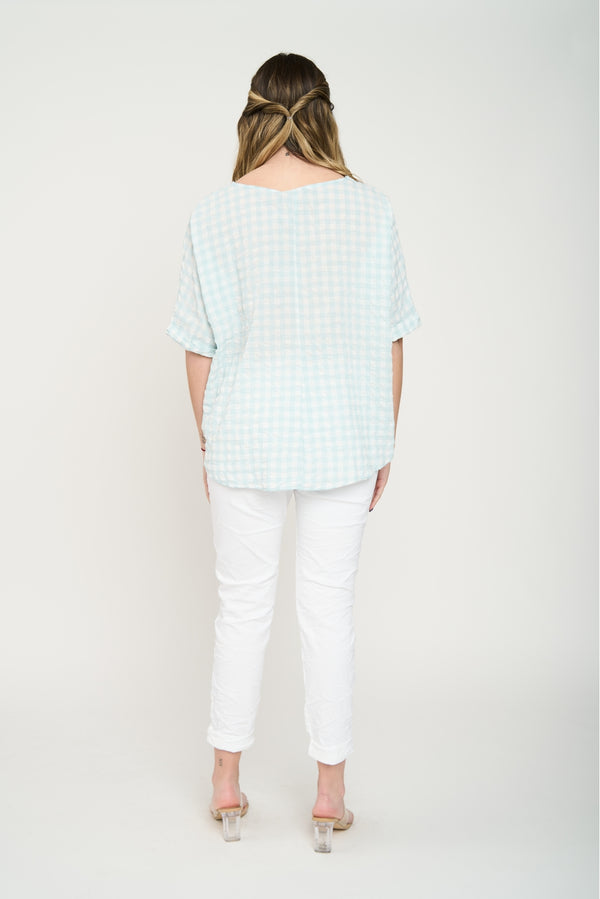 Polera Mujer Emma Manga corta Cielo Lineatre