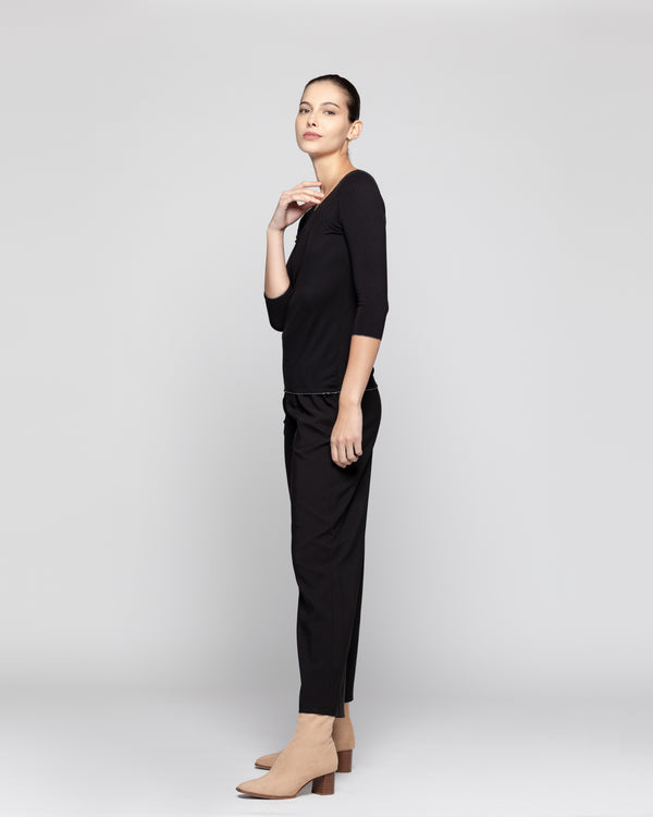 Polera Mujer Estela Negro Lineatre