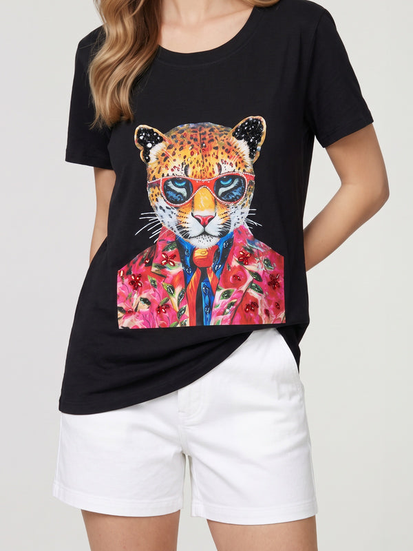 Polera Mujer Aurora Negro Lineatré
