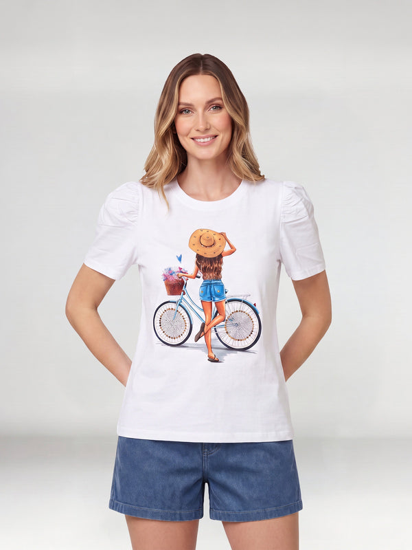 Polera Mujer Luna Blanco Lineatré