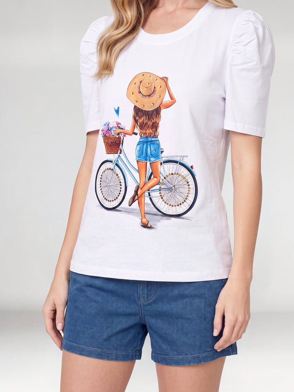 Polera Mujer Luna Blanco Lineatré