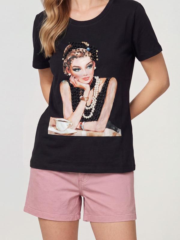 Polera Mujer Gloria Negro Lineatré