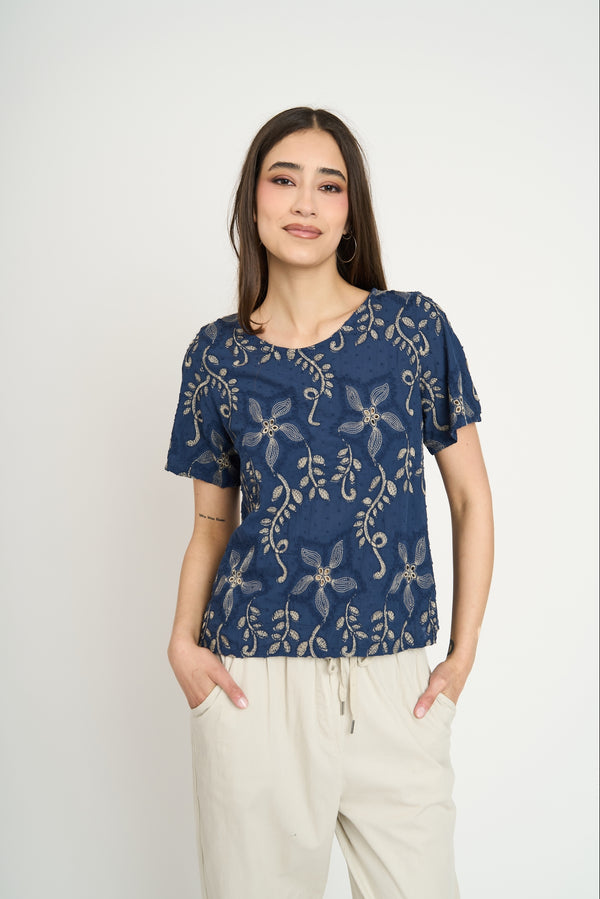 Polera Mujer Giovanna Azul Lineatre