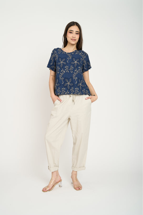 Polera Mujer Giovanna Azul Lineatre