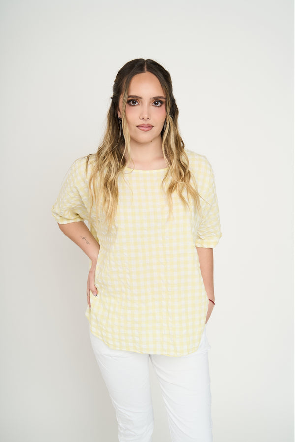 Polera Mujer Emma Manga corta Amarillo Lineatre