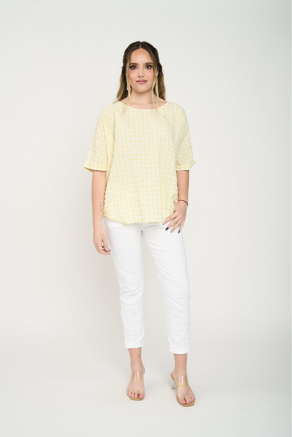 Polera Mujer Emma Manga corta Amarillo Lineatre