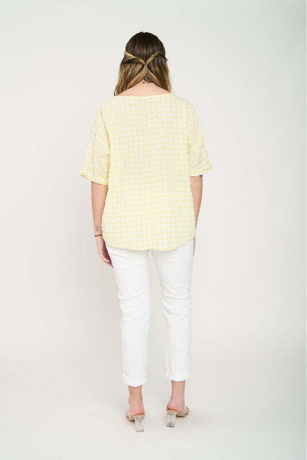 Polera Mujer Emma Manga corta Amarillo Lineatre