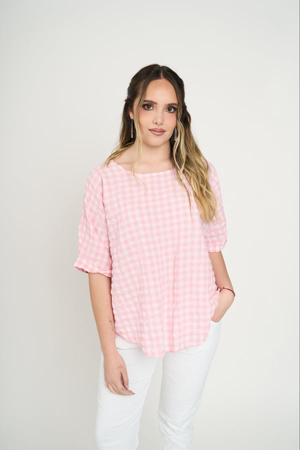 Polera Mujer Emma Manga corta Rosa Lineatre