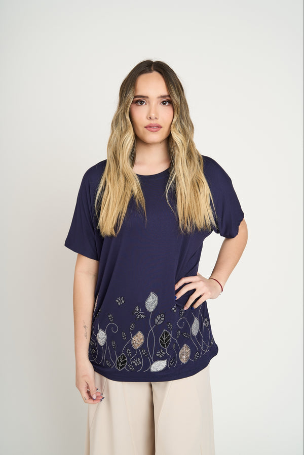 Polera Mujer Alessandra Azul Lineatre