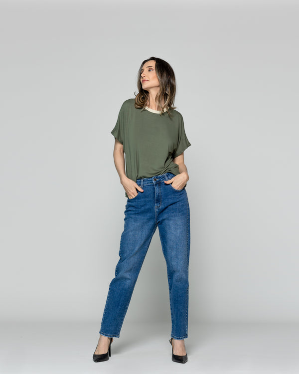 Polera Mujer Ottavia Cuello Redondo Brillante Café Kaki Lineatre