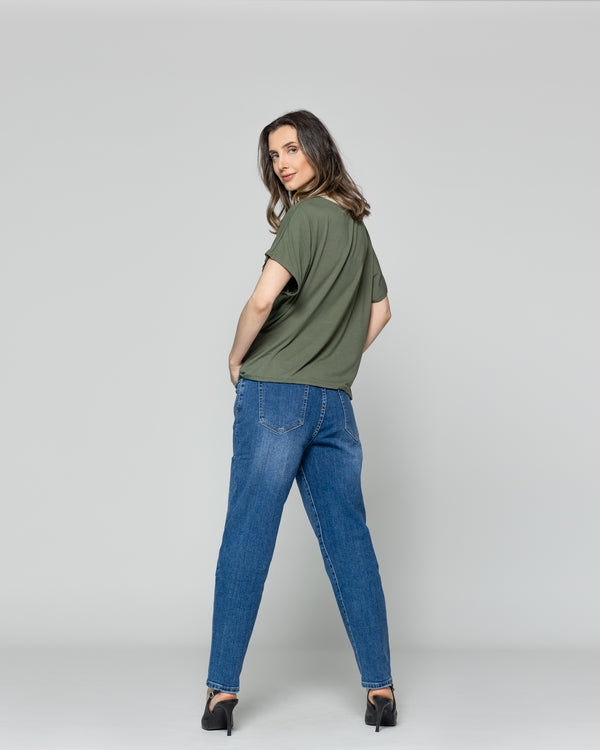 Polera Mujer Ottavia Cuello Redondo Brillante Café Kaki Lineatre