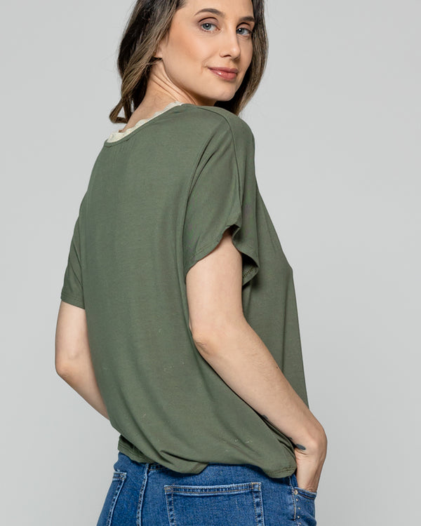 Polera Mujer Ottavia Cuello Redondo Brillante Café Kaki Lineatre