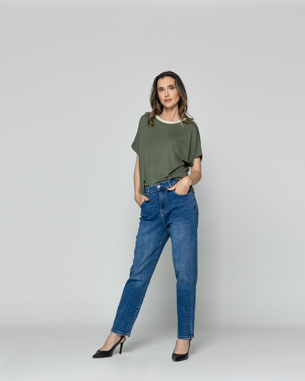 Polera Mujer Ottavia Cuello Redondo Brillante Café Kaki Lineatre