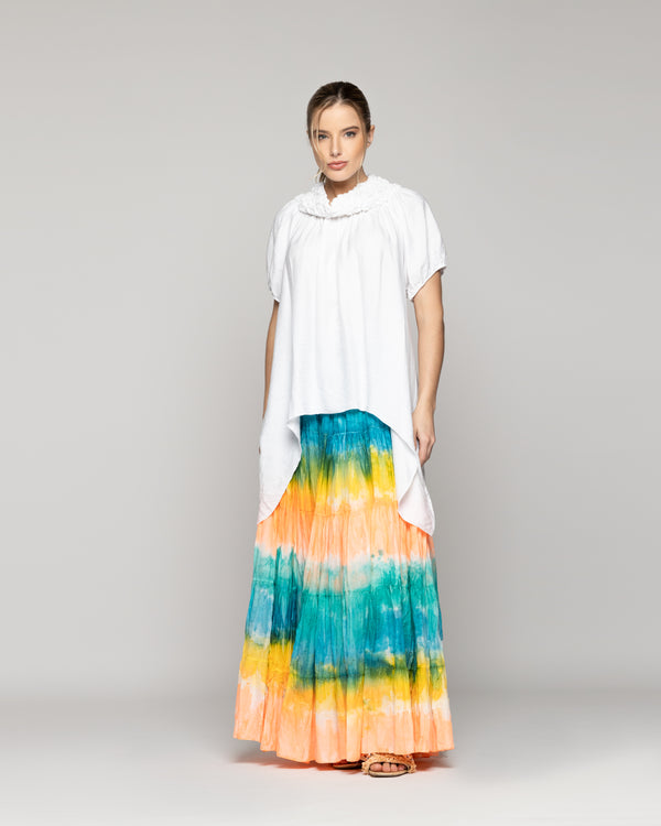 Polera Mujer Olivia Cuello Fruncido Blanca Lineatre