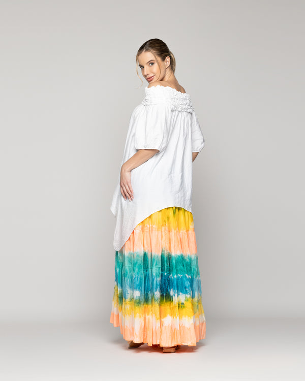 Polera Mujer Olivia Cuello Fruncido Blanca Lineatre