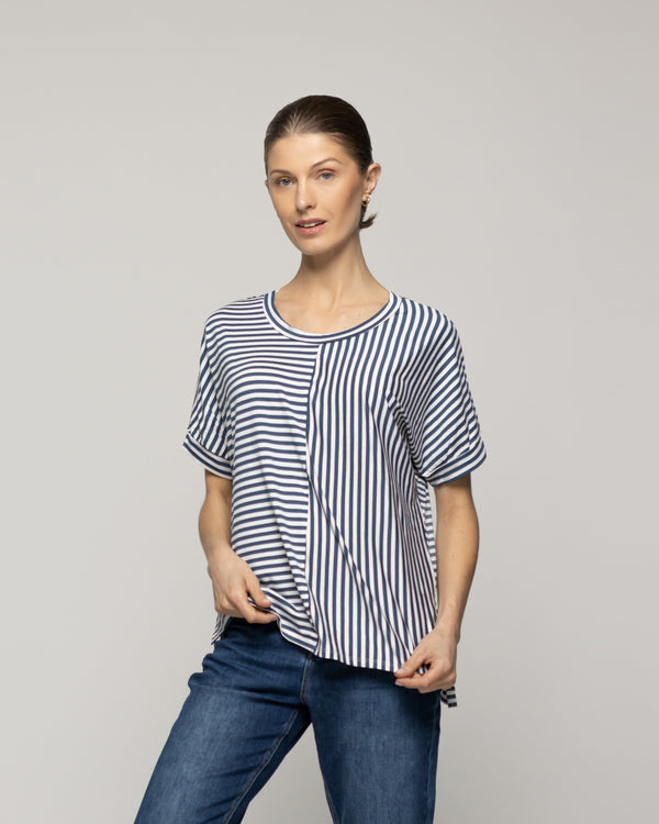 Polera Mujer Olivetta Rayas Azul Lineatre