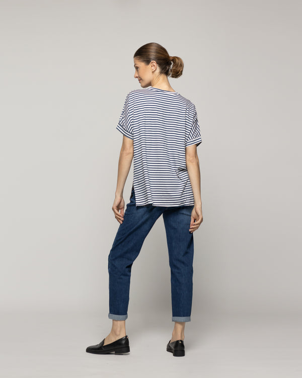 Polera Mujer Olivetta Rayas Azul Lineatre