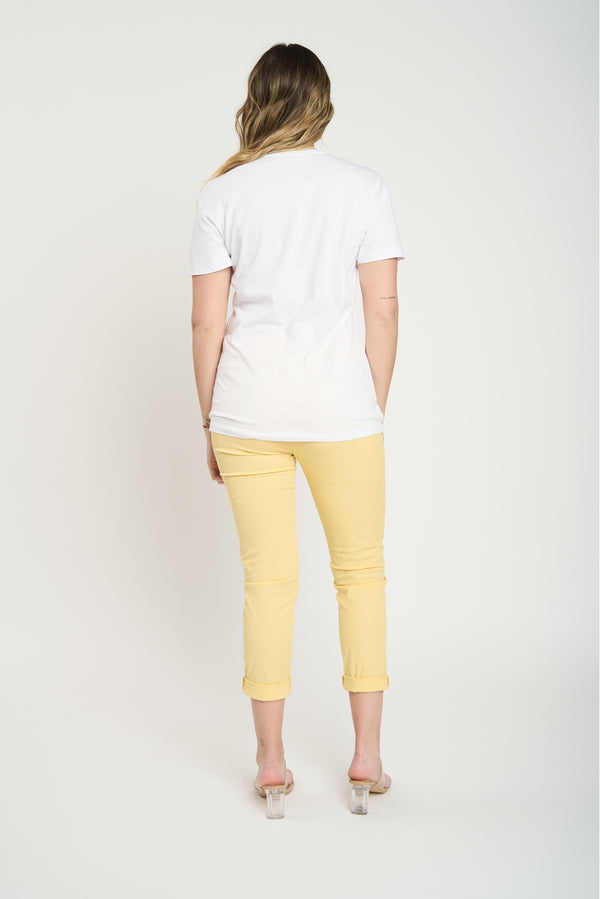 Pantalón Mujer Lea Largo Tiro Alto Amarillo Lineatre