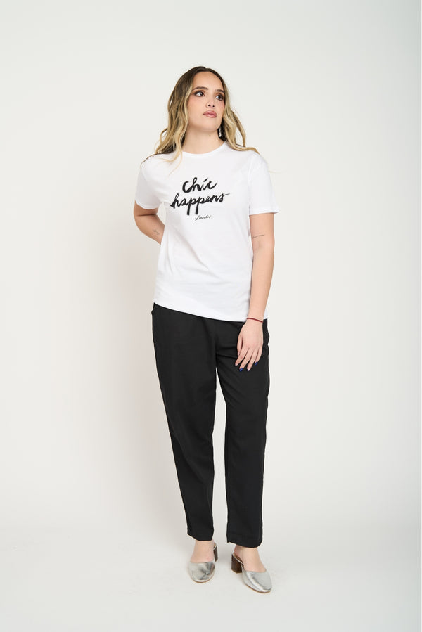 Polera Mujer Chic Happens Blanco Lineatre