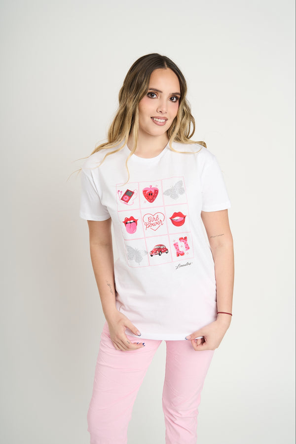 Polera Mujer Girl Power Blanco Lineatre