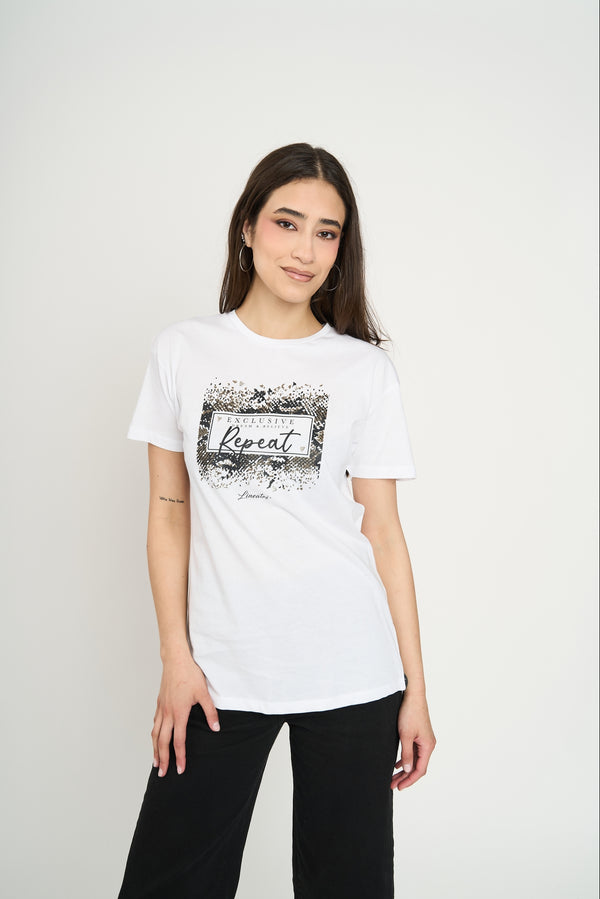 Polera Mujer Snake Repeat Blanco Lineatre