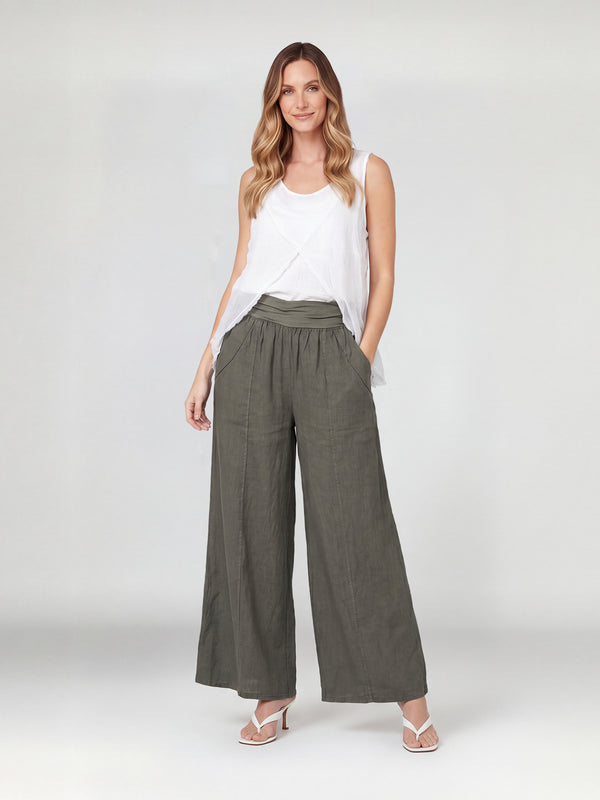 Pantalón Mujer Agustina Largo Tiro Alto Blanco Lineatre