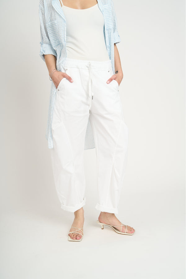 Pantalón Mujer Montserrat Largo Tiro Alto Blanco Lineatre
