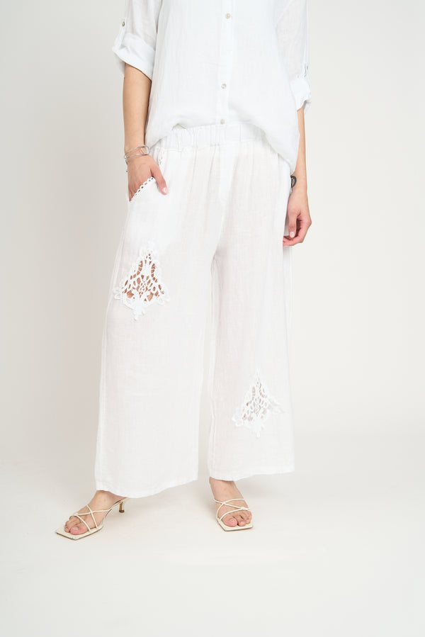 Pantalón Mujer Rocío Largo Tiro Alto Blanco Lineatre