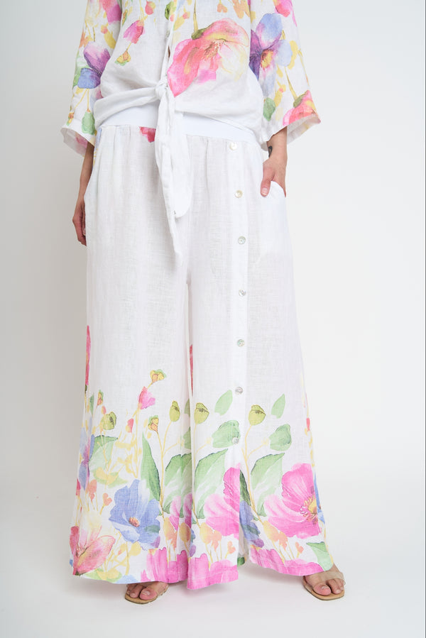 Pantalón Mujer Gala Largo Tiro Alto Blanco Lineatre