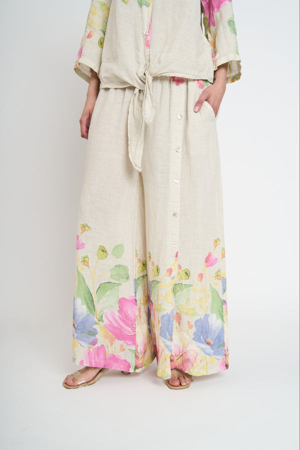 Pantalón Mujer Gala Largo Tiro Alto Beige Lineatre