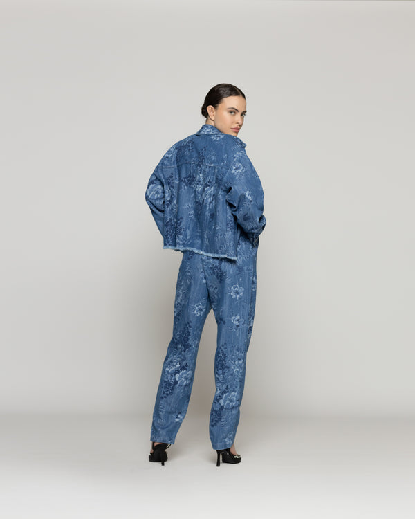 Pantalón Mujer Candelaria Denim Con Flores Lineatre