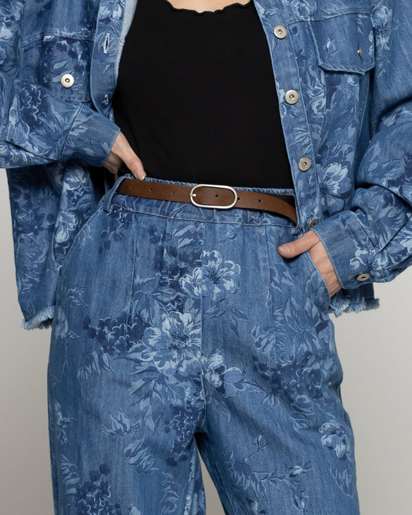 Pantalón Mujer Candelaria Denim Con Flores Lineatre