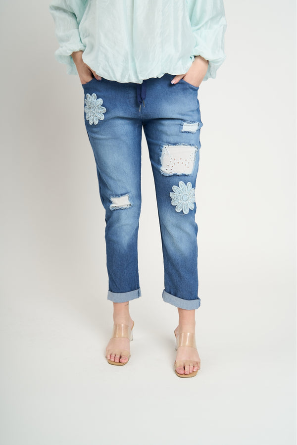 Pantalón Mujer Violeta Largo Tiro Alto Jeans Lineatre