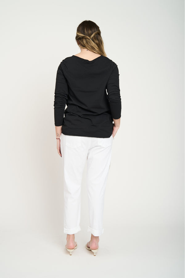 Pantalón Mujer Manuela Largo Tiro Alto Blanco Lineatre