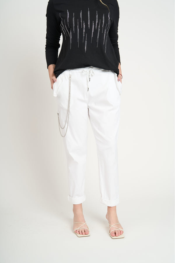 Pantalón Mujer Manuela Largo Tiro Alto Blanco Lineatre