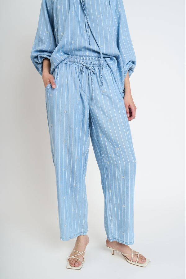 Pantalón Mujer Leonor Lyocell Largo Tiro Alto Denim Lineatre