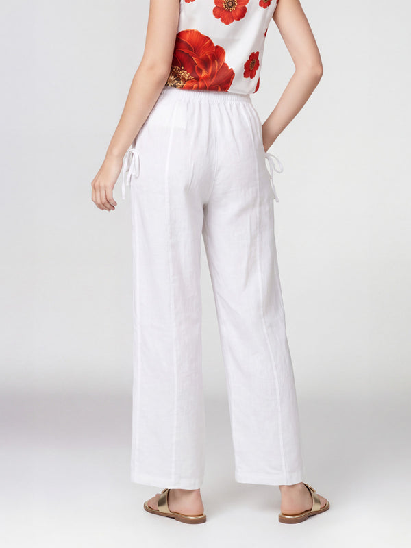 Pantalón Mujer Josefina Largo Tiro Alto Blanco Lineatre