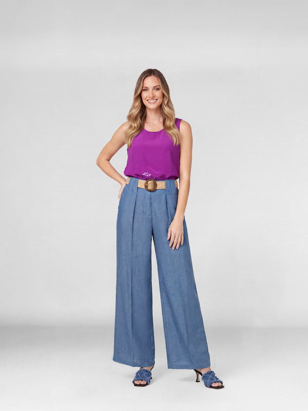 Pantalón Mujer Julieta Largo Tiro Alto Jeans Lineatre