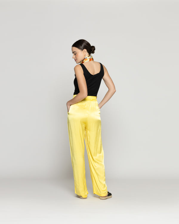 Pantalón Mujer Priseline Satinado Amarillo Lineatre