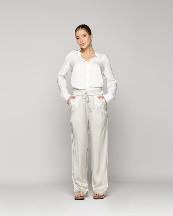 Pantalón Mujer Priseline Satinado Beige Lineatre